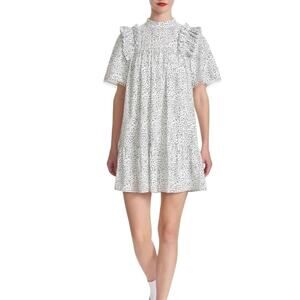 Corey Lynn Calter Tammy Babydoll Mini Dress Size Small Lined Black White Ruffle